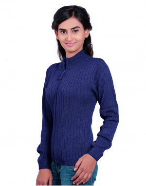 Girls Sweater Long Stripes Blue Colour